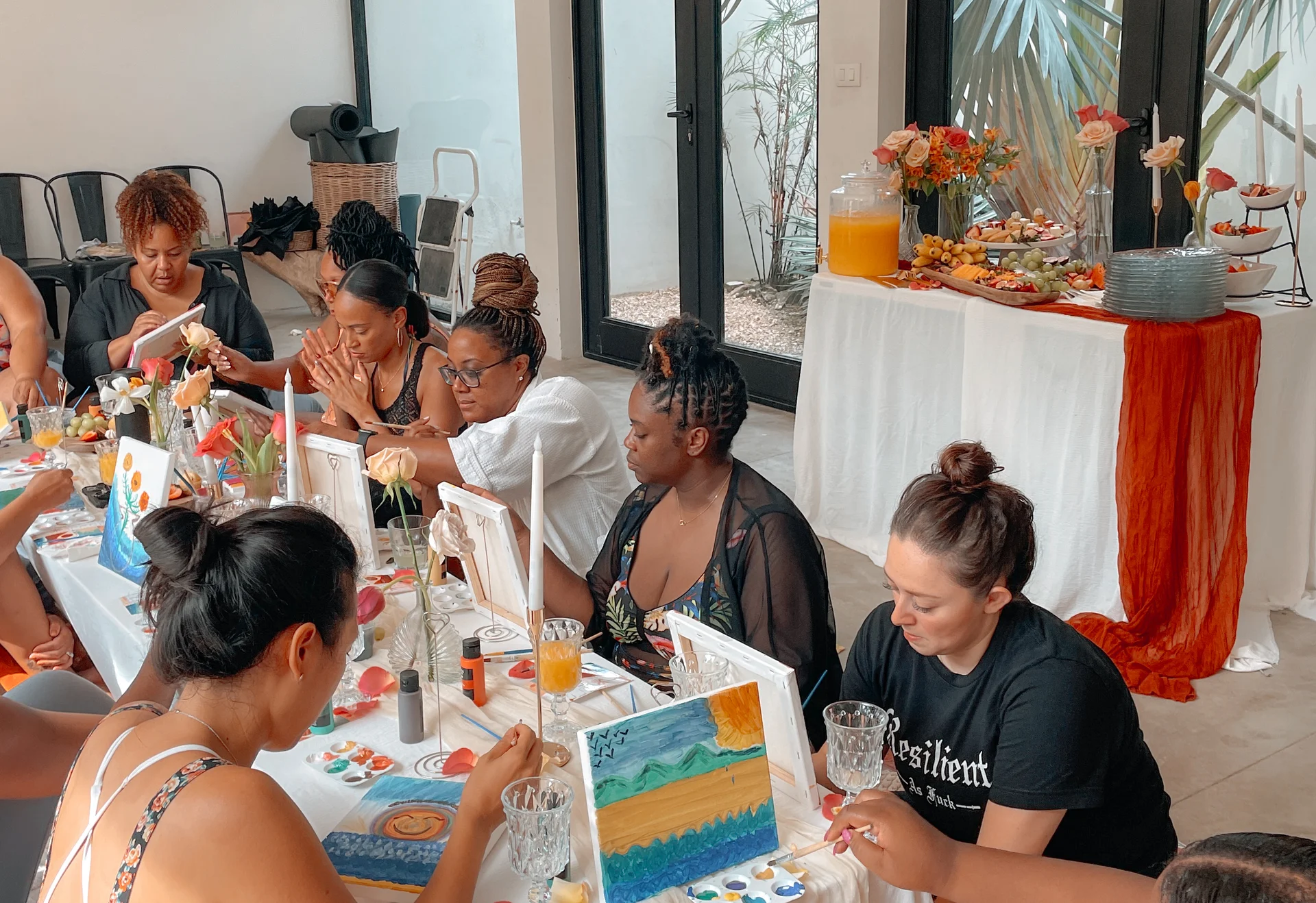 A mindful painting class in progress