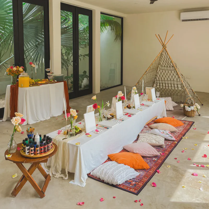 Professional sip and paint setup with all materials